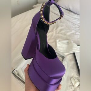 size 5 Versace Aevitas platform heels.